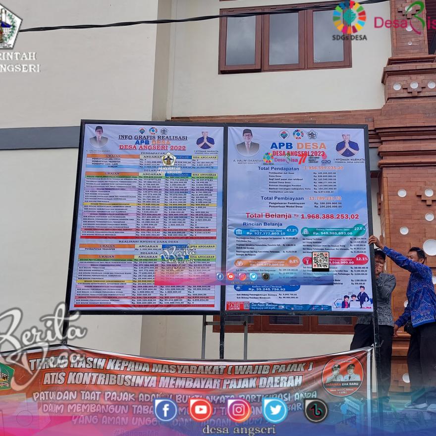 Pemerintah Desa Angseri melaksanakan kegiatan pemasangan baliho APBDes TA 2023 dan Realisasi TA 2022